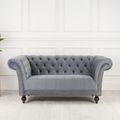 Chester 2 Seater Sofa - Grey Velvet Fabric