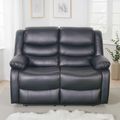 Conrad Manual Recliner Sofa - Black Leather - 2 Seater