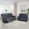 Conrad Manual Recliner Sofa Set - Black Leather - 3+2 Seater