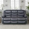Conrad Manual Recliner Sofa - Black Leather - 3 Seater