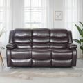 Conrad Manual Recliner Sofa - Brown Leather - 3 Seater