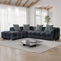 Genoa Corner Sofa - Charcoal Fabric - LHF