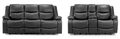 Harald Electric Recliner Sofa Set - Black Faux Leather - 3+2 Seater