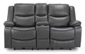 Harald Electric Recliner Sofa - Grey Faux Leather - 2 Seater
