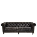 Hoxton Sofa - Chesterfield - 3 Seater - Dark Grey Leather