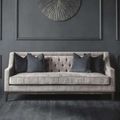 Theodore Sofa - Warm Grey Fabric - Buttoned - 3 Seater