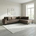 Lido Corner Sofa - Open End - Brown - Fabric - Black Legs - RHF