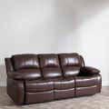 London Brown Leather 3 Seater Recliner Sofa