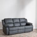 London Grey Leather 3 Seater Recliner Sofa