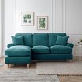 Marigot Emerald Fabric Chaise Corner Sofa - LHF