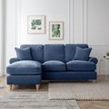 Marigot Navy Fabric Chaise Corner Sofa - LHF