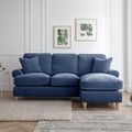 Marigot Navy Fabric Chaise Corner Sofa - RHF