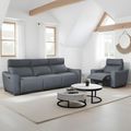 Mayfair Electric Recliner Sofa Set - Dark Grey Leather - 4+1 Seater