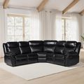 Myra Manual Recliner Corner Sofa - Black Faux Leather