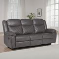 Myra Manual Recliner Sofa - Grey Faux Leather - 3 Seater