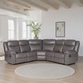 Myra Manual Recliner Corner Sofa - Grey Faux Leather