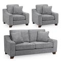 Nebraska Sofa Set - Slate Grey Fabric - 3+1+1 Seater