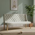 Normandy Sofa - Beige Fabric Button Back