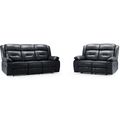 Novie Sofa Set - Black Faux Leather - 3+2 Seater
