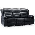 Novie Sofa - Black Faux Leather - 3 Seater