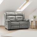 Novie Manual Recliner Sofa - Grey Faux Leather - 2 Seater
