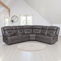 Novie Manual Recliner Corner Sofa - Grey Faux Leather