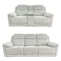 Owen Electric Recliner Sofa Set - Cream Fabric - 3+2 Seater