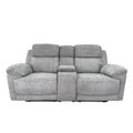 Owen Electric Recliner Sofa - Grey Fabric - 2 Seater - Console