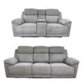 Owen Electric Recliner Sofa Set - Grey Fabric - 3+2 Seater