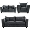 Serena Sofa Set - Charcoal Black Fabric - 3+2+1 Seater