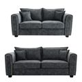 Serena Sofa Set - Charcoal Black Fabric - 3+2 Seater