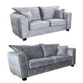 Serena Sofa Set - Silver Grey Fabric - 3+2 Seater