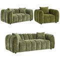 Venice Sofa Set - Green Fabric - 3+2+1 Seater