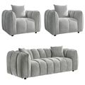 Venice Sofa Set - Grey Fabric - 3+1+1 Seater