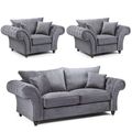 Windsor Sofa Set - Grey Fabric - Fullback - 3+1+1 Seater