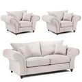 Windsor Sofa Set - Stone Fabric - Fullback - 3+1+1 Seater