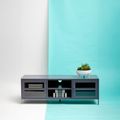 Acier Metal TV Unit - 2 Door - Grey - 150cm