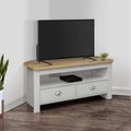 Highgate Corner TV Unit - 2 Drawer - Grey Painted