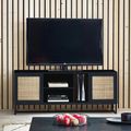Padstow TV Unit - 150cm - Black and Rattan