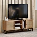 Padstow TV Unit - 150cm - Oak and Rattan