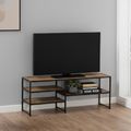 Seaford TV Unit - 120cm - Oak and Black Metal
