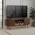 Soho TV Unit - 130cm - Slatted Small Storage - Dark Oak