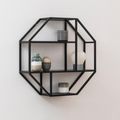 Seaford Wall Rack - Octagonal - Black Melamine and Metal