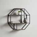 Seaford Wall Rack - Octagonal - Oak and Black Metal