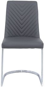Chevron Dining Chair - Set of 2 - Grey Faux Leather