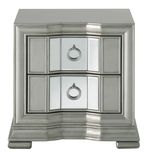 Lucca Bedside Cabinet - 2 Drawer - Mirrored - Grey