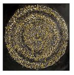 Wall Art - Black and Gold Spiral Abstract - Canvas Square - Set of 2