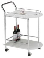 Bavaro Drinks Trolley - White Glass and Chrome