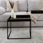 Coffee Table - Square - Black and Gold Metal with Tray