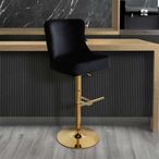 Casas Barstool - Set of 2 - Black Velvet Fabric and Gold Legs